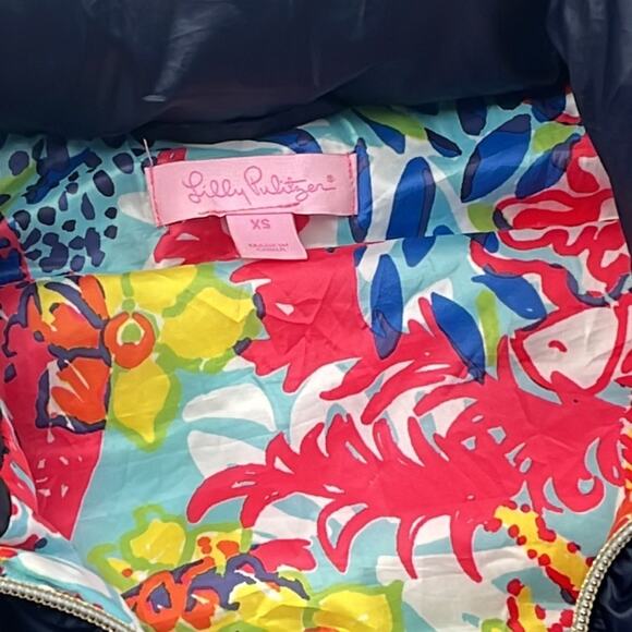 Lilly Pulitzer XS Down Navy Blue Puffer Vest Allie Packable‎ - Picture 4 of 12
